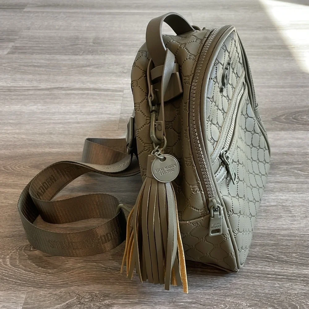 Steve Madden olive green mini backpack